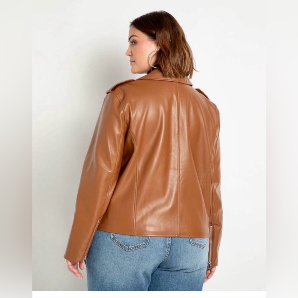 Eloquii Camel Leather Jacket